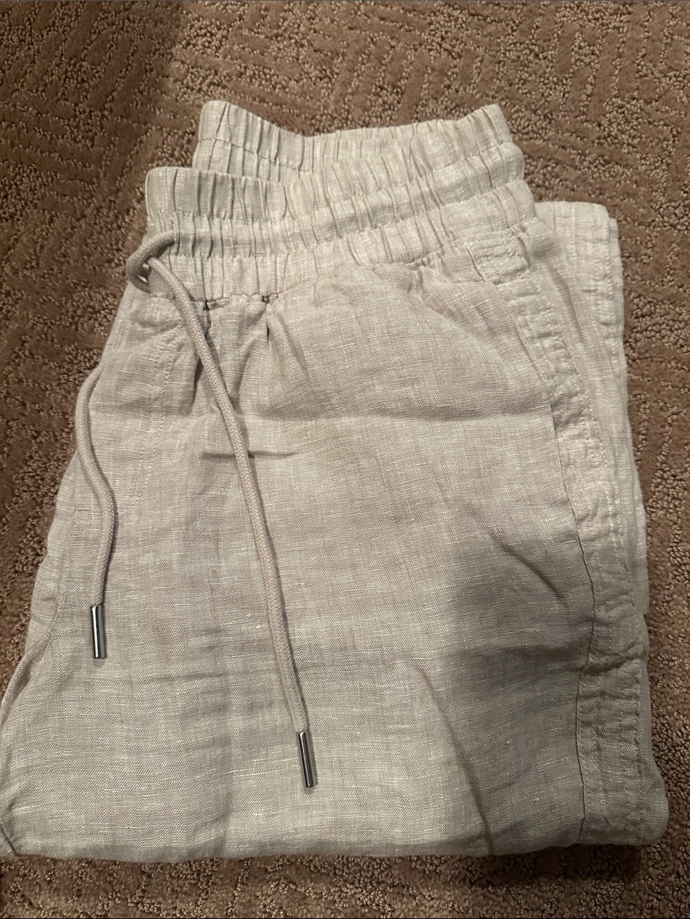 Women’s lightweight Drawstring Linen Pants - Light Beige